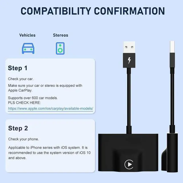 Alt view image 6 of 7 - CarPlay Wireless Adapter for Factory Wired CarPlay 2024 Upgrade Plug & Play Dongle Converts Wired to Wireless for Cars from 2015 & iPhone iOS 10+