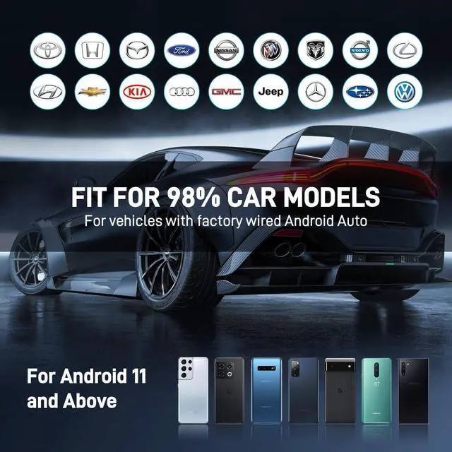 Alt view image 7 of 7 - Android Auto Wireless Adapter with NFC - 2024 Upgraded Android Auto Dongle, Low Latency, 5.8GHz Wifi, Plug & Play Converts Wired to Wireless for Android 11+ & Cars with Factory Wired Android Auto