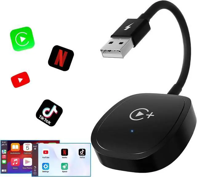 Main image of Wireless CarPlay Adapter, CarPlay Wireless Adapter Supports Netflix, YouTube, and Tiktok Stream Media Play, for OEM Wired CarPlay to Wireless Dongle, Fits for Cars from 2016 & iOS 10+ Phone