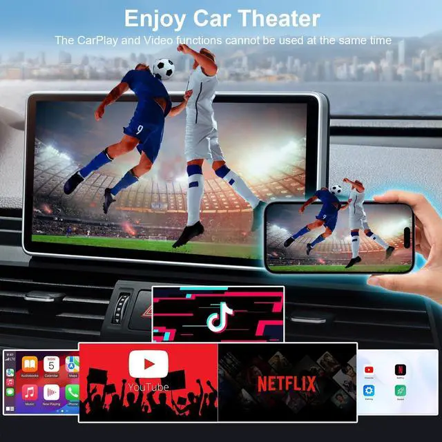 Alt view image 3 of 7 - Wireless CarPlay Adapter, CarPlay Wireless Adapter Supports Netflix, YouTube, and Tiktok Stream Media Play, for OEM Wired CarPlay to Wireless Dongle, Fits for Cars from 2016 & iOS 10+ Phone