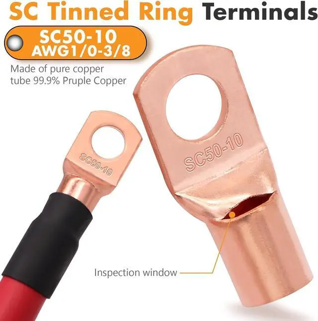 Alt view image 5 of 7 - 1/0 Gauge Wire (40ft) Copper Clad Aluminum CAA Car Amplifier Power Ground CableAutomotive Wire, Battery Cable, Car Audio Speaker Stereo with Lugs Terminal Connectors Heat Shrink Tube and Fuse Holder