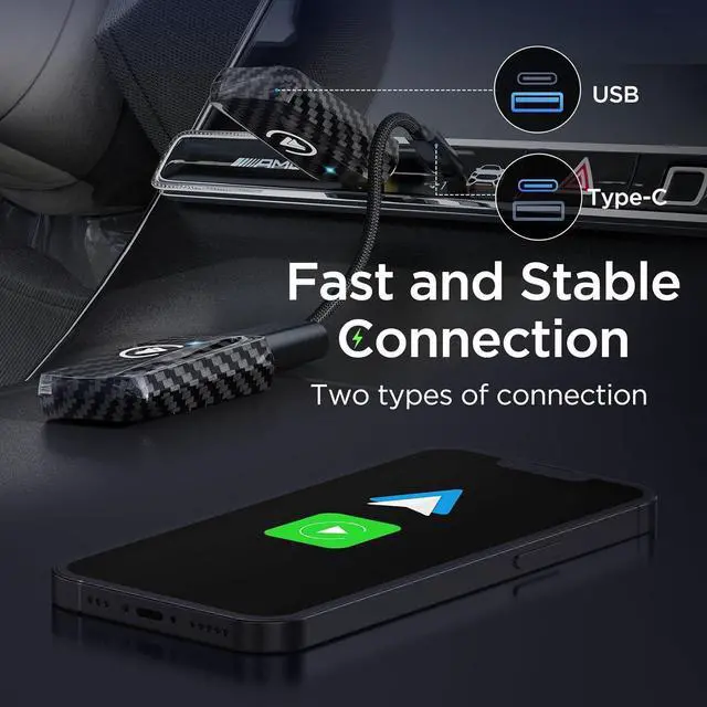Alt view image 5 of 6 - Wireless Carplay Adapter & Android Auto Wireless Adapter, 2 in 1 Auto Car Play Wireless Dongle for OEM Wired Carplay Android Auto Car with iPhone iOS 12+ / Android 11+