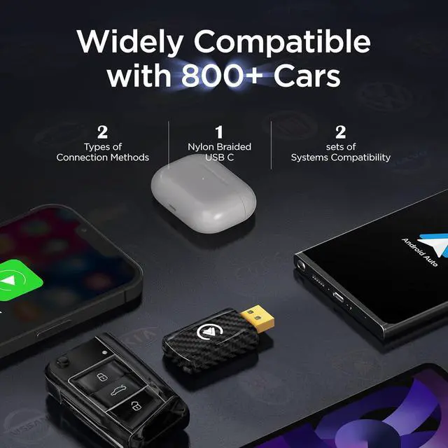 Alt view image 6 of 6 - Wireless Carplay Adapter & Android Auto Wireless Adapter, 2 in 1 Auto Car Play Wireless Dongle for OEM Wired Carplay Android Auto Car with iPhone iOS 12+ / Android 11+