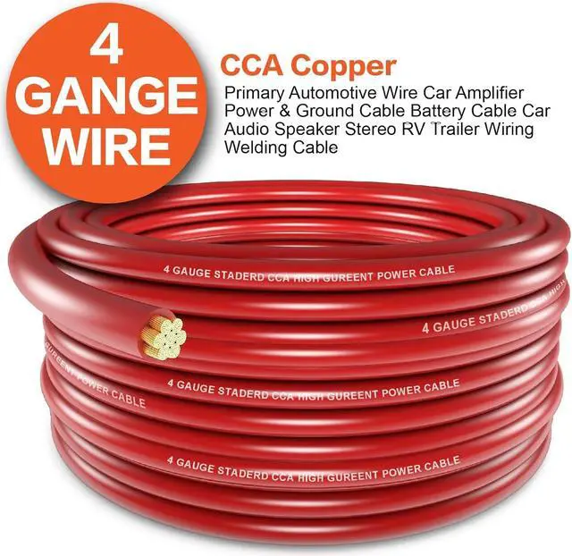 Alt view image 3 of 7 - 4 Gauge Wire (50ft Each - Red/Black) Copper Clad Aluminum CCA with Cable Cutter,Lugs Terminal Connectors and Heat Shrink Tube - Battery Power/Ground Cable,Car Audio Speaker,RV Trailer Amp Wiring kit