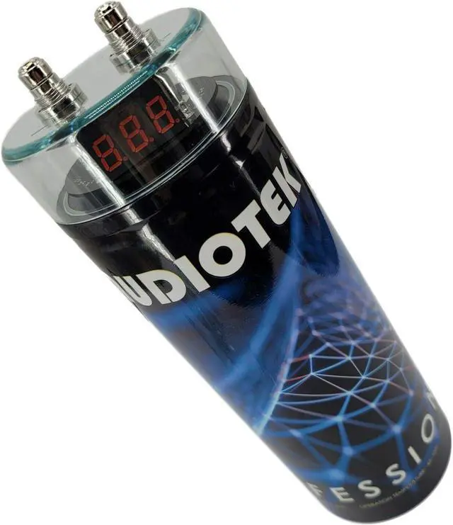 Alt view image 2 of 7 - at-3.5 Farad Capacitor with Car Audio 3500 Watts Power 12V Car Digital Power and Audiotek Complete BCC4AB 4 Gauge Amplifier Installation Wiring Kit Blue