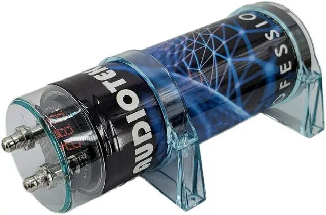 Alt view image 6 of 7 - at-3.5 Farad Capacitor with Car Audio 3500 Watts Power 12V Car Digital Power and Audiotek Complete BCC4AB 4 Gauge Amplifier Installation Wiring Kit Blue