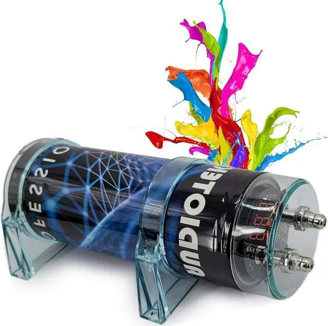 Alt view image 7 of 7 - at-3.5 Farad Capacitor with Car Audio 3500 Watts Power 12V Car Digital Power and Audiotek Complete BCC4AB 4 Gauge Amplifier Installation Wiring Kit Blue