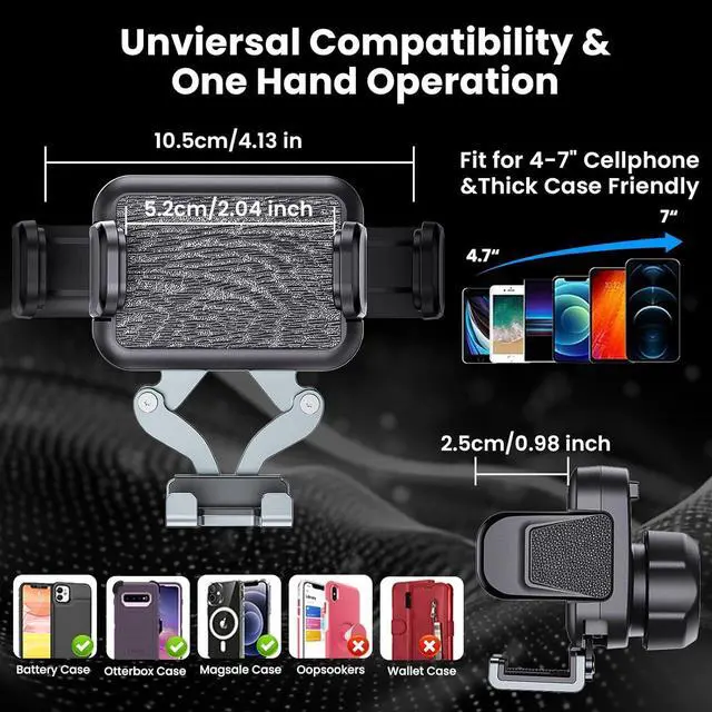 Alt view image 4 of 7 - Metal Phone Mount for Ram Truck 2013-2018, Dash Mount Cell Phone Holder Compatible with RAM 1500/2500/3500 & 2019+ Classic, Metal Ball Adapter Phone Stand Arm Fit for Most Smartphones