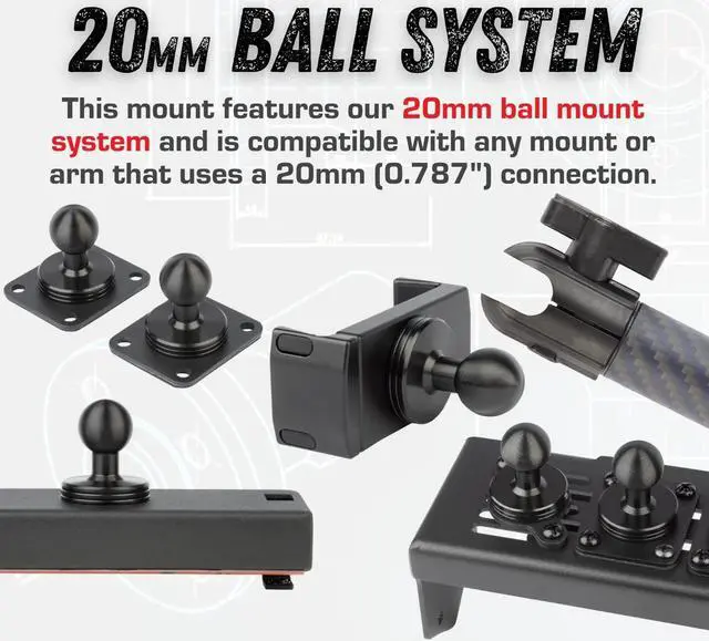 Alt view image 7 of 7 - Metal Dash Mount Phone Holder Compatible with 2019+ Chevrolet Silverado GMC Sierra Multi-Device Dash Mount with 20mm Ball System (RubiGrid Mount)