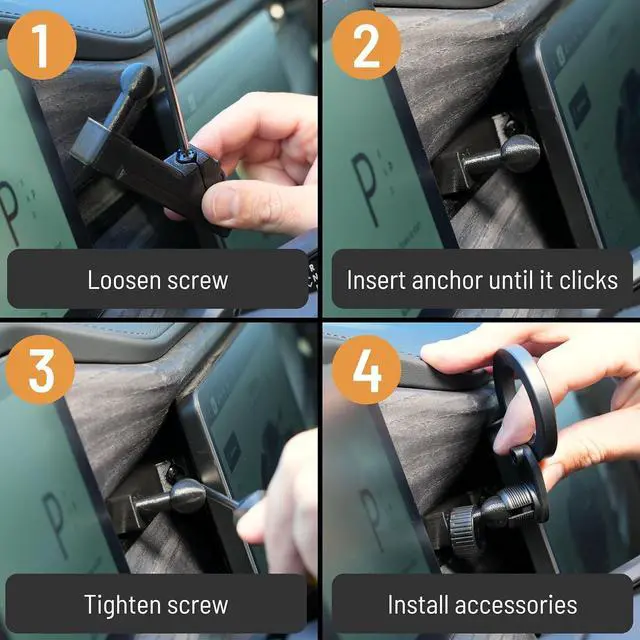 Alt view image 2 of 7 - Phone Mount Dash Anchor with 17mm Arm Ball Mount and Magnet Phone Mount for Rivian R1T & R1S 2022-2025 - Fits Driver Side Only, Mount Cell Phones with No Screws or Adhesives - Patent Pending