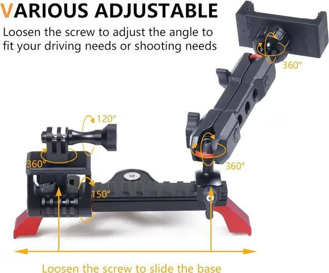 Alt view image 2 of 7 - Dash Phone Mount Picatinny Rail Holder for 2021 2022 2023 2024 New Ford Bronco 2/4 Door Interior Accessories Dashboard Cell Phone Stand with GoPro Action Camera Mounting 360° Adjustable