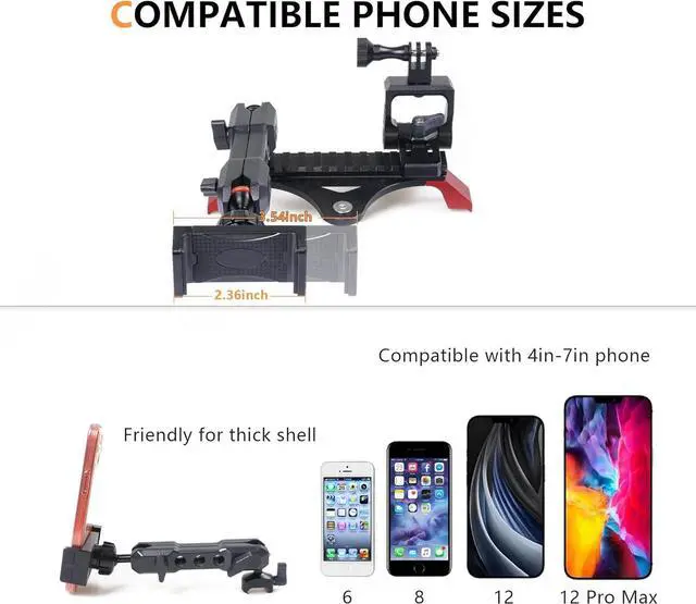 Alt view image 3 of 7 - Dash Phone Mount Picatinny Rail Holder for 2021 2022 2023 2024 New Ford Bronco 2/4 Door Interior Accessories Dashboard Cell Phone Stand with GoPro Action Camera Mounting 360° Adjustable