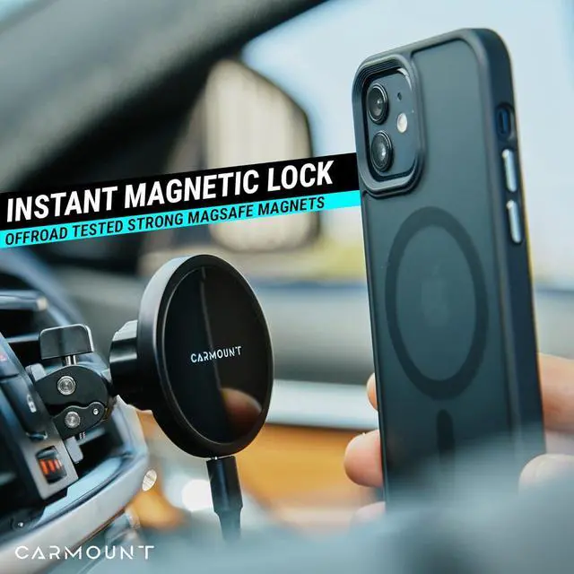 Alt view image 2 of 7 - X1 Wireless Mount 2.0 for MagSafe iPhone 12/13/14/15 Holder with Vent and Dashboard Attachment, for Suction Cup Base; Up to 15W Fast Charging, Adjustable 360° Rotation, Easy Access