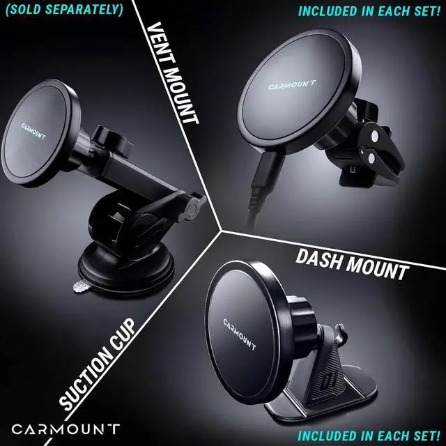 Alt view image 6 of 7 - X1 Wireless Mount 2.0 for MagSafe iPhone 12/13/14/15 Holder with Vent and Dashboard Attachment, for Suction Cup Base; Up to 15W Fast Charging, Adjustable 360° Rotation, Easy Access