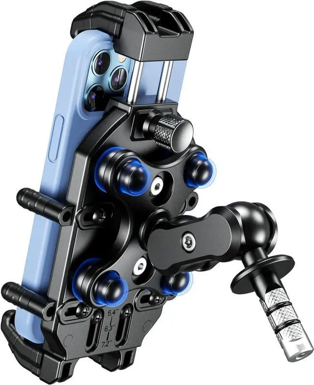 Main image of Motorcycle Fork Stem Phone Mount with Vibration Dampener & High-Speed Secure Lock, Anti-Theft Motorcycle Phone Holder Cellphone Mount Mobile Phone Cradle for 5.4''-7.2'' Smartphones