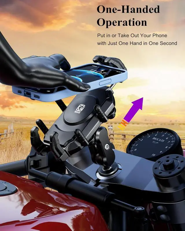 Alt view image 4 of 7 - Motorcycle Fork Stem Phone Mount with Vibration Dampener & High-Speed Secure Lock, Anti-Theft Motorcycle Phone Holder Cellphone Mount Mobile Phone Cradle for 5.4''-7.2'' Smartphones