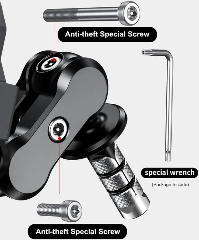 Alt view image 7 of 7 - Motorcycle Fork Stem Phone Mount with Vibration Dampener & High-Speed Secure Lock, Anti-Theft Motorcycle Phone Holder Cellphone Mount Mobile Phone Cradle for 5.4''-7.2'' Smartphones