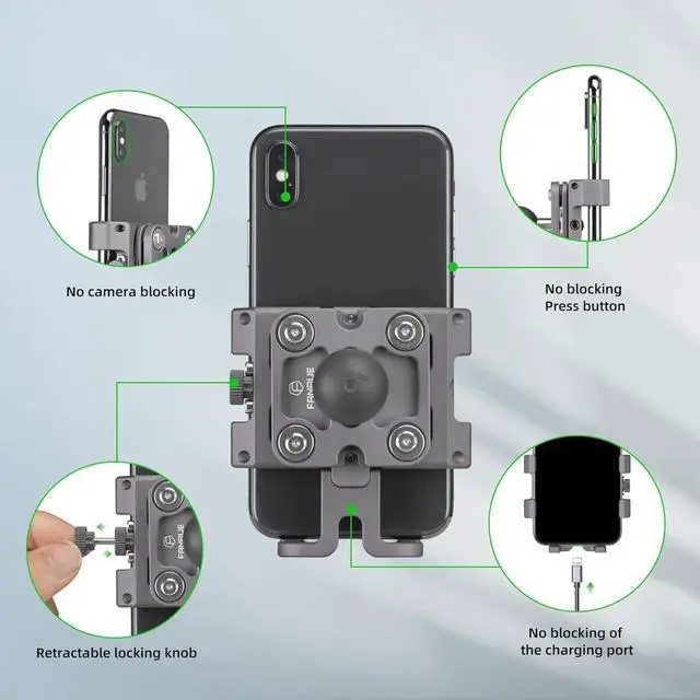 Alt view image 4 of 7 - CPC-09SA Anti-Vibration Motorcycle Phone Mount with 1 Inch Ball Head for RAM Mounts B Size Double Socket Arm and Bike Phone Holder, Aluminum Alloy Mobile Phones Clip for 5.5-7" Smartphone.