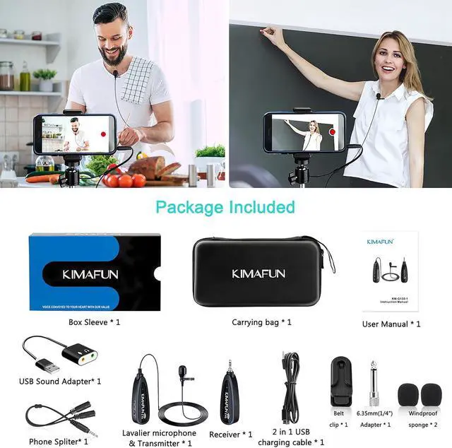 Alt view image 6 of 7 - Wireless Lavalier Microphone System, 2.4G Wireless Lapel Microphone with 3.5mm Receiver for PC Laptop,iPhone,DSLR Camera,PA Speaker,YouTube,Podcast,Video Recording,Vlogging,Interview