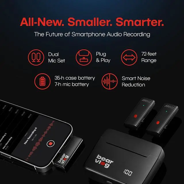 Alt view image 2 of 7 - Wireless Microphones for Android - 2 Portable Lavalier Microphone with Noise Reduction | Lapel Microphone Wireless for Vlogging and Recording| Compatible with Android and iPhone 15