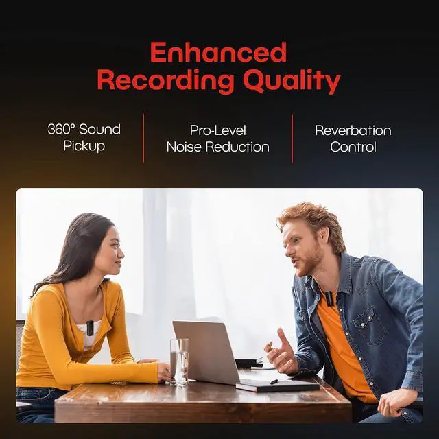 Alt view image 3 of 7 - Wireless Microphones for Android - 2 Portable Lavalier Microphone with Noise Reduction | Lapel Microphone Wireless for Vlogging and Recording| Compatible with Android and iPhone 15