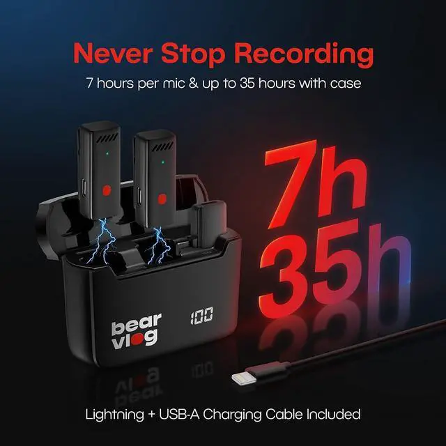 Alt view image 5 of 7 - Wireless Microphones for Android - 2 Portable Lavalier Microphone with Noise Reduction | Lapel Microphone Wireless for Vlogging and Recording| Compatible with Android and iPhone 15