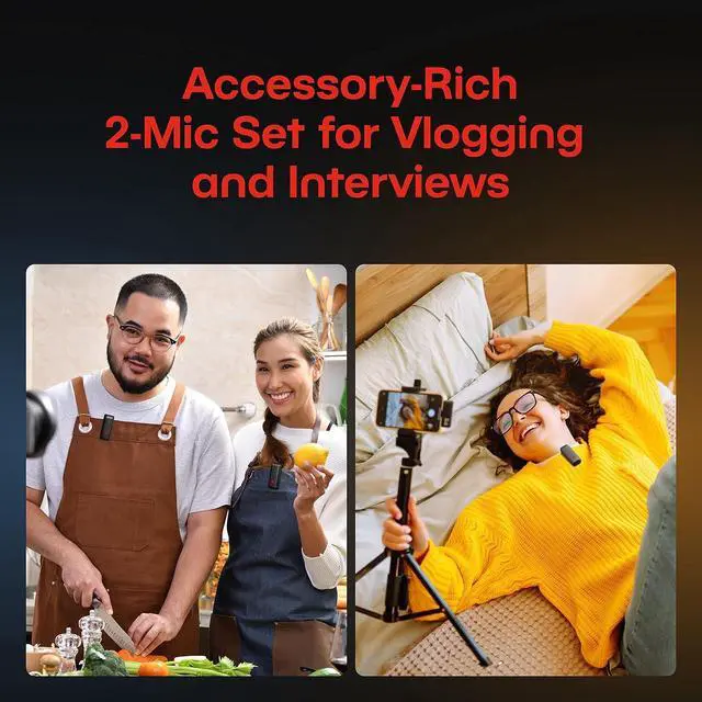 Alt view image 7 of 7 - Wireless Microphones for Android - 2 Portable Lavalier Microphone with Noise Reduction | Lapel Microphone Wireless for Vlogging and Recording| Compatible with Android and iPhone 15