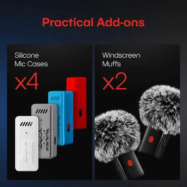 Alt view image 4 of 7 - Wireless Microphones for Android - 2 Portable Lavalier Microphone with Noise Reduction | Lapel Microphone Wireless for Vlogging and Recording| Compatible with Android and iPhone 15