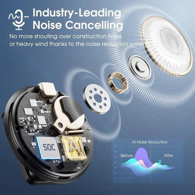 Alt view image 2 of 7 - Wireless Lavalier Microphone for iPhone Android with USB C Receiver, Noise Cancellation, 30Hrs Battery Life with Charging Case, 164FT Range, Wireless Mics for Video Recording, Black