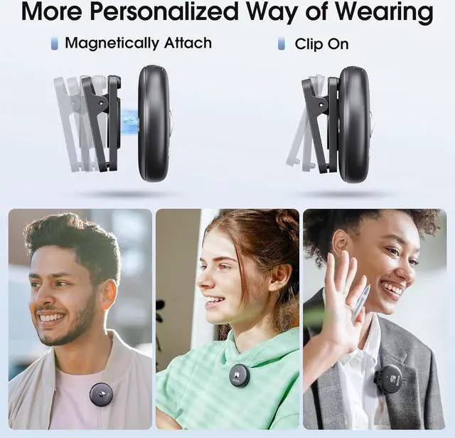 Alt view image 6 of 7 - Wireless Lavalier Microphone for iPhone Android with USB C Receiver, Noise Cancellation, 30Hrs Battery Life with Charging Case, 164FT Range, Wireless Mics for Video Recording, Black