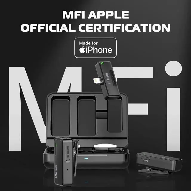 Alt view image 2 of 7 - UW-MIC Wireless Lavalier Microphone 2.4GHz for iPhone iPad, 2-in-1 Plug-Play Mic with Charging Case for Phone Video Recording Interview Youtubers Vloggers, 328ft Transmission Range