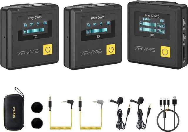 Main image of DW20 PRO Wireless Lavalier Microphone, Charging Casing, Noise Cancellation, Safety Audio Track, Wireless Lapel Mic for Camera, iPhone, Android, PC, YouTube, Vlogs, Live-Streaming