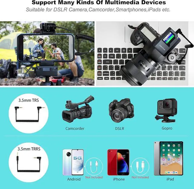 Alt view image 4 of 7 - 2 Pack Lavalier Microphone Wireless for iPhone iPad, Dual Lapel Clip on Mic with Lightning Receiver, KM-G50-6