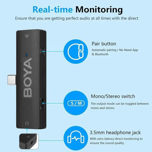 Alt view image 5 of 7 - Wireless Lavalier Microphone for Android USB-C Phone by-XM6 K6 Noise Cancellation Plug Play Type-C Microphones for iPhone 15 Clip On Lapel Mic for Video Recording Interview YouTube Streaming