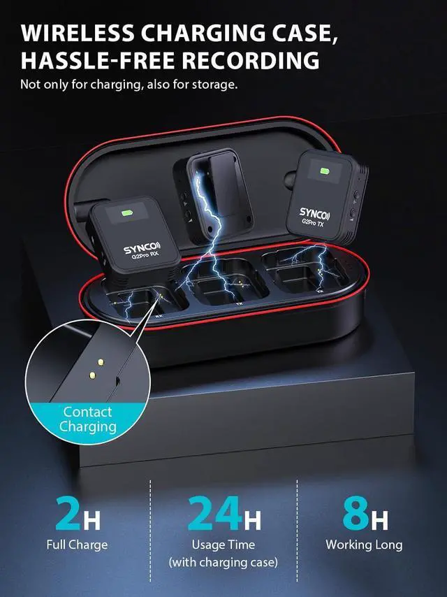 Alt view image 3 of 7 - Wireless Lavalier Mic System, G2(A2) PRO Dual Channel 656FT Transmission with Digital USB Outputs with DSLR/iPhone/Android/PC/Action cam, Wireless-Lapel-Microphones-for-Camera