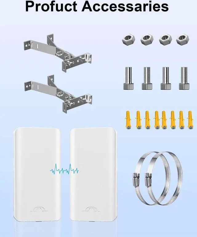 Alt view image 2 of 7 - 5.8GHz Point to Point Outdoor Wireless Bridge with 2 100 Mbps Ports and Bracket Mounts, Wifi Bridge, Ethernet Bridge,Starlink WiFi Extender, 12 dBi Antenna, 2KM Transmission for Starlink Gen 3 Router