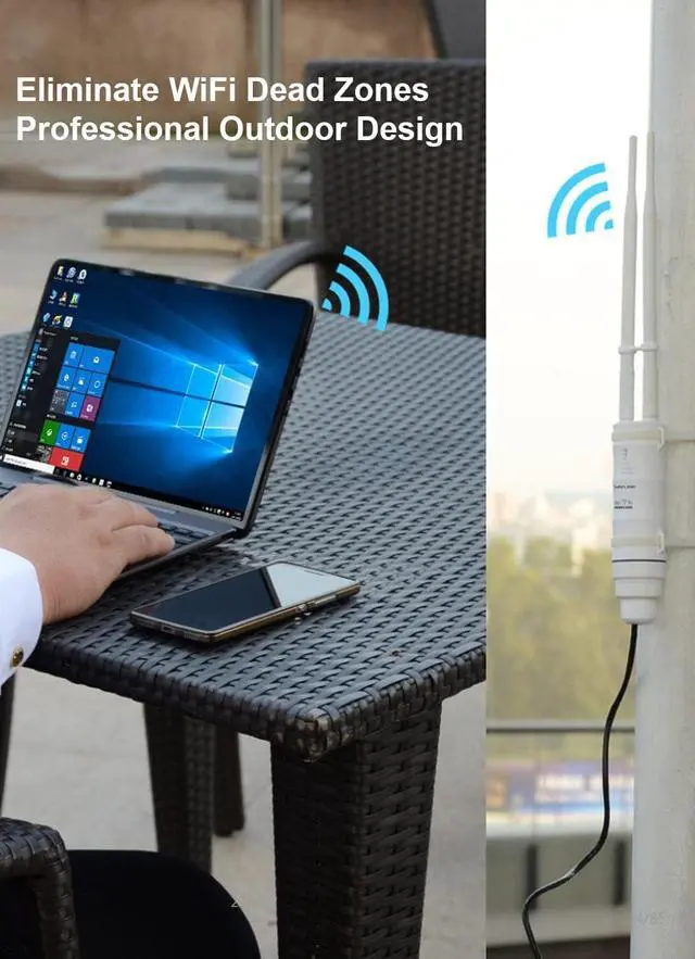 Alt view image 7 of 7 - Outdoor WiFi Access Point,WAVLINK WiFi Router Extender,AC600 High Power Dual Band 2.4+5G Wireless Router/AP/Wi-Fi Range Extender 3 in 1 Weatherproof with PoE for Courtyard,RV,Campsite