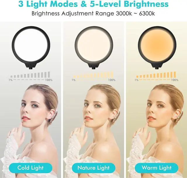Alt view image 3 of 7 - Desktop Live Stand Set 6-in-1 10" LED Ring Light Microphone Mount compatible with 12-17" laptop/17-32'' monitor/7-13 Tablet/3.5-6.7" Phone/Digital Camera DSLR Online Teaching Meeting