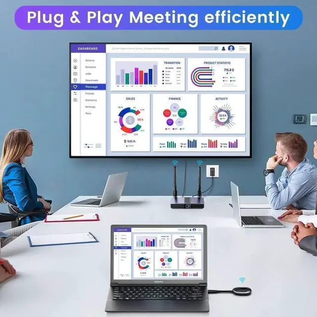 Alt view image 3 of 7 - Wireless HDMI Transmitter and Receiver Kit - Plug & Play, Stable 2.4/5GHz Streaming to Monitor, Projector, HDTV - Ideal Wireless HDMI Extender for Laptop, PC, Camera, TV Box (Blue)