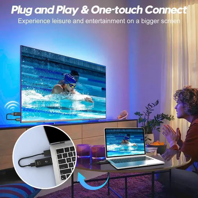Alt view image 4 of 7 - Wireless HDMI Transmitter and Receiver, Plug & Play Portable Wireless HDMI, 4K Wireless HDMI Support 2.4/5.8Ghz 100Ft, for Laptop/Pc/Tv Box/Camera/Projector, No App/Bluetooth Needed