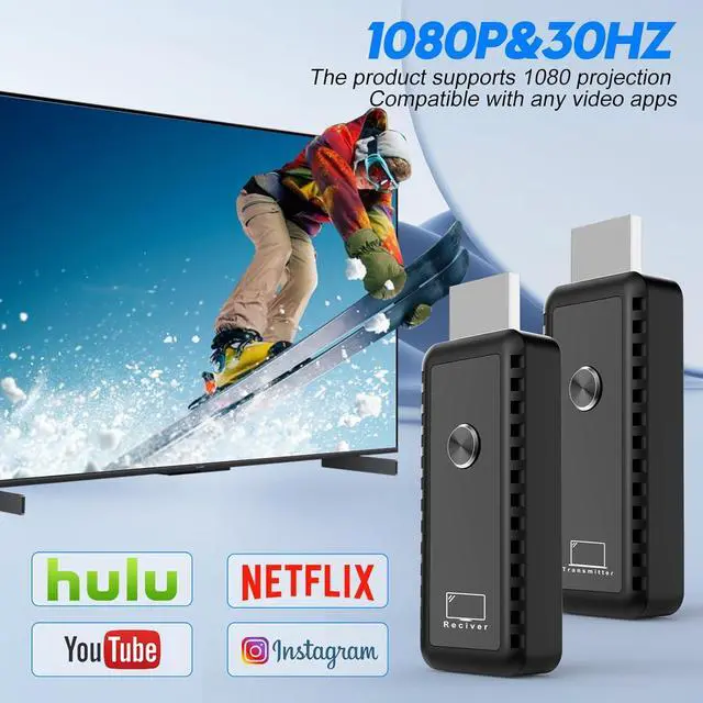 Alt view image 5 of 7 - Wireless HDMI Transmitter and Receiver, Plug & Play Portable Wireless HDMI, 4K Wireless HDMI Support 2.4/5.8Ghz 100Ft, for Laptop/Pc/Tv Box/Camera/Projector, No App/Bluetooth Needed