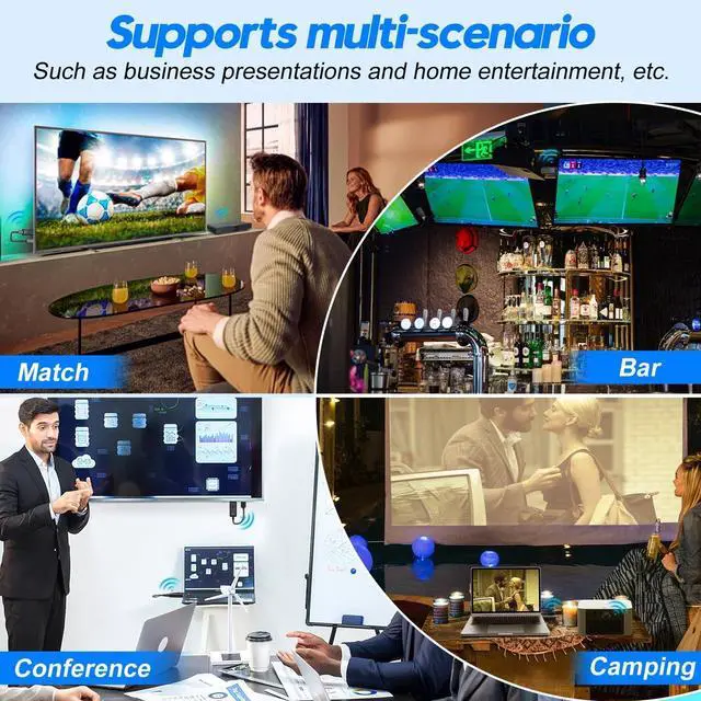 Alt view image 7 of 7 - Wireless HDMI Transmitter and Receiver, Plug & Play Portable Wireless HDMI, 4K Wireless HDMI Support 2.4/5.8Ghz 100Ft, for Laptop/Pc/Tv Box/Camera/Projector, No App/Bluetooth Needed