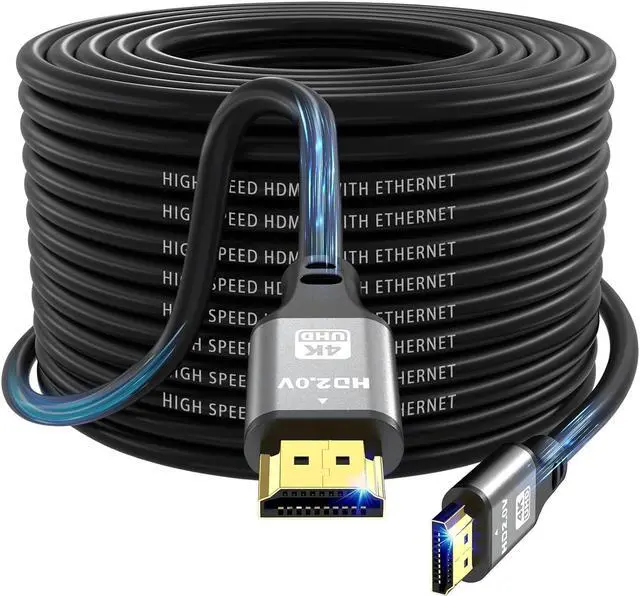 Main image of 4K HDMI Cable 120 FT, 4K@60Hz, 18Gbps High Speed HDMI 2.0 Cord, Ultra HD,Ethernet Audio Return,Video 4K,1080p,3D,Arc, HDR Compatible with Xbox,PS5/PS4,HDTV,Laptop ect(Silver)