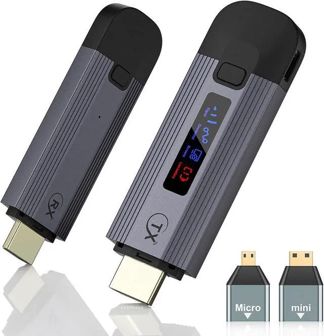 Main image of Wireless HDMI Transmitter and Receiver, Plug & Play Portable Wireless HDMI Extender with LED Screen, HDMI Wireless Transmitter and Receiver 2.4G/5G Streaming Video to Monitor/TV from PC/Laptop/Camera