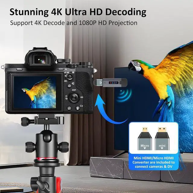 Alt view image 5 of 7 - Wireless HDMI Transmitter and Receiver, Plug & Play Portable Wireless HDMI Extender with LED Screen, HDMI Wireless Transmitter and Receiver 2.4G/5G Streaming Video to Monitor/TV from PC/Laptop/Camera