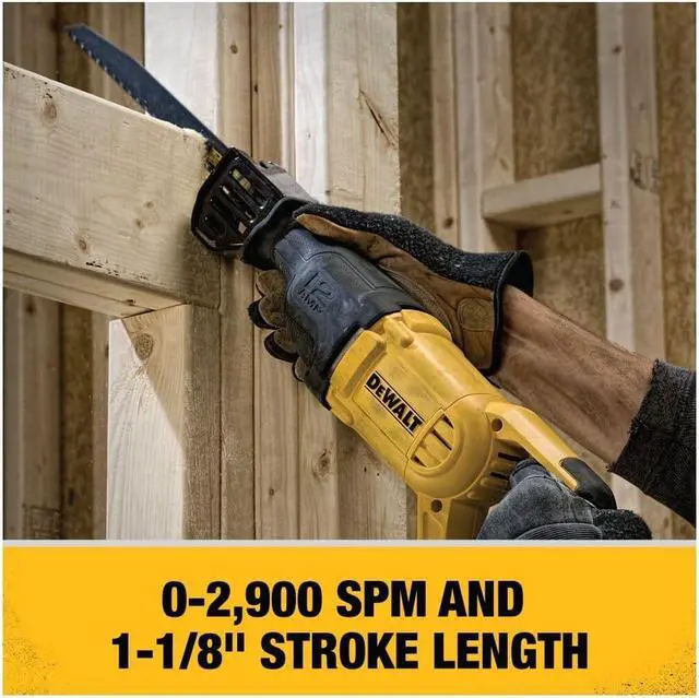 Alt view image 7 of 7 - Reciprocating Saw, 12 Amp, 2,900 RPM, 4-Position Blade Clamp, Variable Speed Trigger, Corded (DWE305)