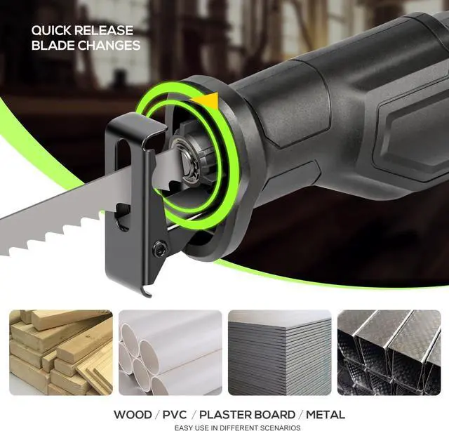 Alt view image 3 of 7 - 120V Reciprocating Saw, 6.0 Amp Variable Speed Corded Reciprocating Saw with 4/5" Stroke Length, 0-3000SPM and 6" Max for Wood, Metal, PVC Pipe Cutting