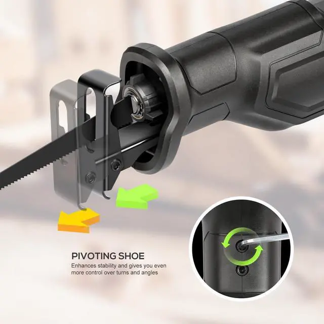 Alt view image 4 of 7 - 120V Reciprocating Saw, 6.0 Amp Variable Speed Corded Reciprocating Saw with 4/5" Stroke Length, 0-3000SPM and 6" Max for Wood, Metal, PVC Pipe Cutting