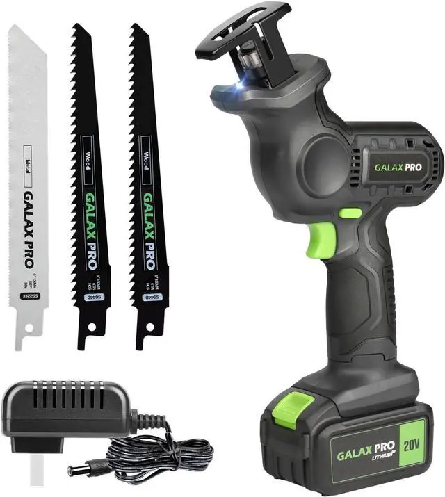 Main image of 20V Cordless Reciprocating Saw, 0-3000RPM Variable Speed Power Reciprocating Saw with 4.0Ah Battery, 2pcs Wood Saw Blades & 1pcs Metal Saw Blade