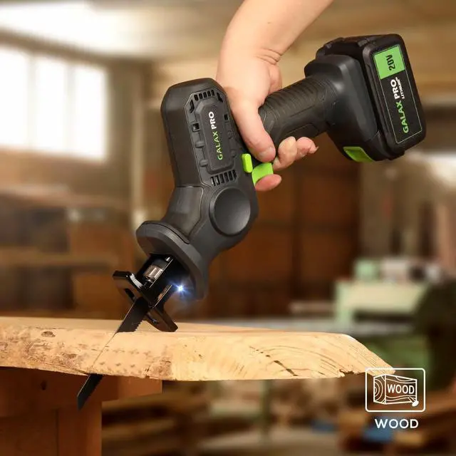 Alt view image 6 of 7 - 20V Cordless Reciprocating Saw, 0-3000RPM Variable Speed Power Reciprocating Saw with 4.0Ah Battery, 2pcs Wood Saw Blades & 1pcs Metal Saw Blade